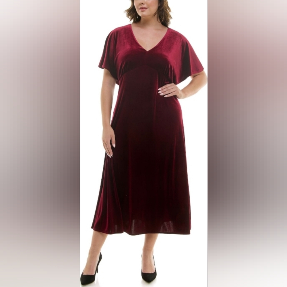Taylor doleman sleeve stretch velvet dress 20W - Picture 2 of 12